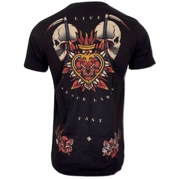 AFFLICTION Men's T-Shirt S/S DEATH FLAME TEE Black - Picture 4 of 12